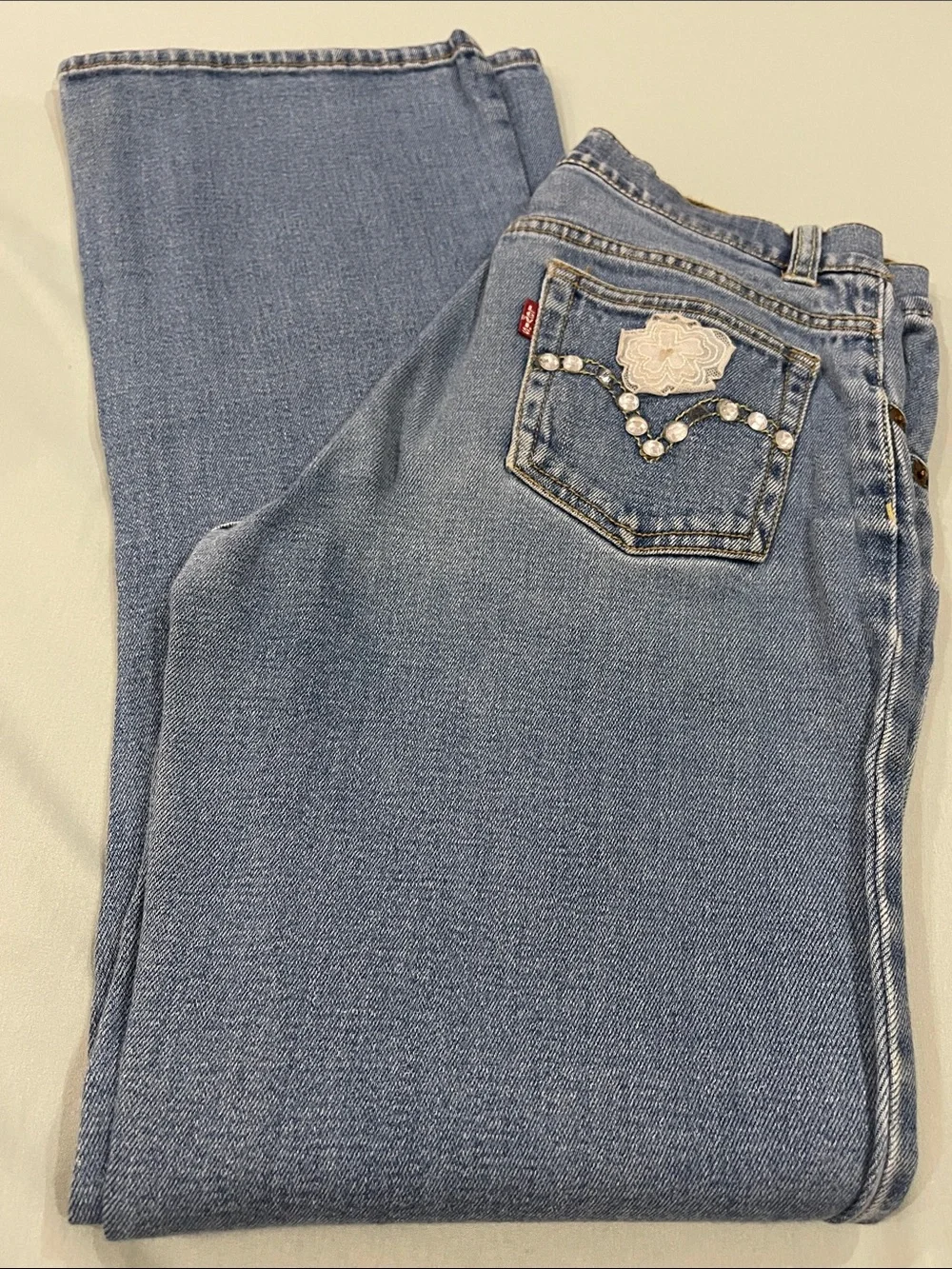 Levi's Light Blue Wash Girls' Jeans with Crystal Pocket Trim